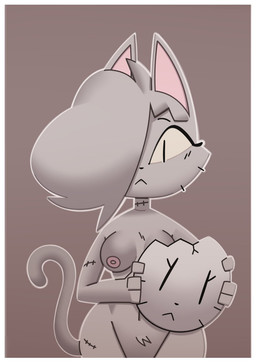 :< anthro border breasts eyelashes female front_view grey_body grey_hair hair hair_over_eye mask maskless medium_breasts navel nipples nude scar solo surgical_suture tail thick_thighs whiskers white_border wide_hips maddeku gata_the_future_russian_kitty gata_preobrazhenskaya domestic_cat felid feline felis mammal russian_blue 2026 digital_drawing_(artwork) digital_media_(artwork) hi_res