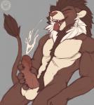 anthro balls blush bodily_fluids cum cumshot ejaculation erection eyes_closed fur genital_fluids genitals humanoid_genitalia humanoid_penis male masturbation nude open_mouth orgasm orgasm_face penile penile_masturbation penis solo tongue tongue_out spazzyhusky ikenna felid lion mammal pantherine 2014 digital_media_(artwork)
