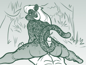 abs alternate_species anthro butt duo ear_piercing female forest fur furrification genitals hot_dogging humanoid_genitalia humanoid_penis jungle male male/female markings penis piercing plant sex spots spotted_body spotted_fur text tree redout disney tarzan tarzan_(disney) queen_la ambiguous_species felid leopard mammal pantherine 2026 digital_drawing_(artwork) digital_media_(artwork) english_text greyscale hi_res meme monochrome