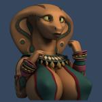1:1 2016 3d_(artwork) anthro anthroanim apode big_breasts breasts clothed clothing cobra digital_media_(artwork) draconcopode female frown huge_breasts jamila_queen_cobra legless lips naga non-mammal_breasts reptile scalie serpentine simple_background snake snake_hood solo
