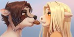 anthro brown_body brown_eyes brown_fur brown_hair cookie duo eyebrows eyelashes female food fur hair male yellow_eyes kyotoleopard diana_(kyotoleopard) equid equine horse mammal procyonid raccoon 2020 2:1 digital_media_(artwork) hi_res