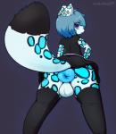 anthro anus balls big_anus biped bottomwear butt clothed clothing crossdressing femboy fur genitals hair huge_anus hyper hyper_anus legwear looking_at_viewer male puffy_anus shirt skirt smile solo spots stockings tail tail_under_skirt topwear mintytea foolish felid mammal pantherine snow_leopard hi_res