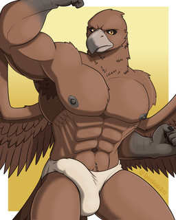 abs anthro armpit_hair balls beak biceps body_hair bulge clothing erection feathers flexing flexing_bicep fur genitals looking_at_viewer male muscular muscular_anthro muscular_arms muscular_male muscular_thighs navel nipples pecs penis serratus simple_background smile solo tail triceps wings spiritguidearts elden_ring elden_ring_nightreign fromsoftware guardian_(nightreign) accipitrid accipitriform avian bird mammal absurd_res hi_res