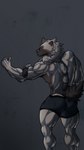 2023 9:16 absurd_res ankhwav anthro back_muscles barazoku big_butt black_clothing boxer_briefs boxer_briefs_only braided_hair braided_ponytail brown_body butt canid canine clothed clothing eyes_closed fur hair hi_res jewelry male mammal muscular muscular_anthro muscular_male muscular_thighs mythological_canine mythological_creature mythology ponytail rear_view shirtless solo standing tail tan_body tan_fur thick_thighs topless underwear underwear_only werecanid werecanine werecreature werewolf