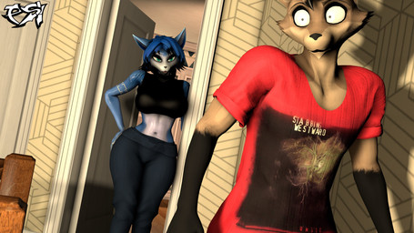 anthro big_breasts black_body black_clothing black_crop_top black_fur black_highlights black_shirt black_topwear blue_body blue_fur blue_hair bottomwear breasts brown_body brown_fur brown_hair clothed clothed_anthro clothed_female clothed_male clothing crop_top duo female fur hair highlights_(coloring) male multicolored_body multicolored_fur multicolored_hair pants shirt t-shirt teal_eyes topwear two_tone_body two_tone_fur two_tone_hair white_body white_fur wide_hips psikokinetic warfaremachine_(modeler) nintendo star_fox krystal_(star_fox) psiko_(psikokinetic) canid canine canis fox jackal mammal 16:9 2024 3d_(artwork) absurd_res digital_media_(artwork) hi_res source_filmmaker_(artwork) widescreen stepmother_(lore) stepmother_and_stepchild_(lore) stepmother_and_stepson_(lore) stepparent_(lore) stepparent_and_stepchild_(lore) stepparent_and_stepson_(lore) stepson_(lore)