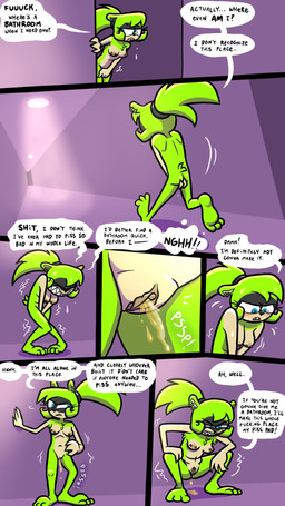 anthro areola blue_eyes bodily_fluids breasts butt clitoris creek dialogue dream ear_piercing female fur genital_fluids genitals green_body green_fur hair hallway liminal_spaces nipple_piercing nipples nude nude_anthro nude_female omorashi peeing piercing ponytail profanity sharp_teeth solo speech_bubble spread_legs spreading tan_breasts tan_chest tan_torso teeth text urine urine_stream vulva watersports theenfman thepnfman idw_publishing sega sonic_the_hedgehog_(comics) sonic_the_hedgehog_(idw) sonic_the_hedgehog_(series) surge_the_tenrec afrosoricid mammal tenrec 2024 9:16 comic english_text hi_res