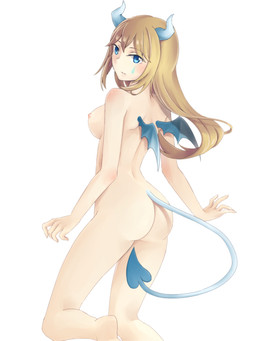 back bat_wings blonde_hair blue_eyes breasts butt demon demon_wings female hair head_turn hi_res horn long_hair looking_at_viewer looking_back mushi_aoi nipples nude plain_background simple_background smile solo succubus tattoo white_background wings
Rating: Questionable
Score: 5
User: AnacondaRifle
Date: March 27, 2014