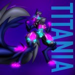 anthro big_tail female glowing glowing_eyes glowing_markings larger_female machine markings size_difference solo tail thick_thighs wide_hips passiona_roo protogen robot 1:1 hi_res