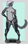 anthro armwear balls bulge clothing genitals hand_on_hip hand_on_leg hand_on_thigh latex latex_armwear latex_clothing latex_legwear legwear looking_at_viewer male pasties pupils purple_eyes slit_pupils smile solo zulu_uwu domestic_cat felid feline felis mammal hi_res