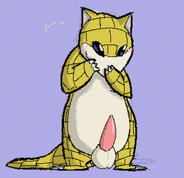 balls blush bodily_fluids erection feral genital_fluids genitals male penis precum simple_background solo tapering_penis mr-boxers nintendo pokemon generation_1_pokemon pokemon_(species) sandshrew aliasing digital_media_(artwork) low_res