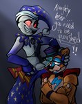 anthro clothing duo ear_grab forced genitals glowing glowing_eyes hand_on_ear hat headgear headwear machine male male/male metal_penis nightcap penis pulling_pants_down punishment robotic bluescr33m five_nights_at_freddy's five_nights_at_freddy's:_security_breach scottgames steel_wool_studios daycare_attendant_(fnaf) glamrock_freddy moon_(fnaf) animatronic bear humanoid mammal robot robot_humanoid hi_res