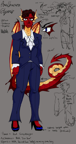 angry anthro back_wings blue_clothing blue_eyes blue_suit brown_hair business_attire business_suit claws clothed clothed_anthro clothing female footwear hair high_heels membrane_(anatomy) red_body shirt shoes smoke solo suit tail text topwear white_clothing white_shirt white_topwear wings yellow_membrane yellow_wings iambdacore missysissy mythology valleyos aelhaearn_glynnis dragon mythological_creature mythological_scalie scalie winged_dragon absurd_res english_text hi_res model_sheet