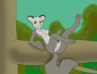 anthro female genitals nude solo vulva bluedmoka aye-aye lemur mammal primate strepsirrhine absurd_res hi_res