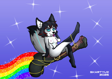 accessory anthro balls big_penis breasts broom broom_riding butt cleaning_tool erection female flying fur genitals hair jewelry looking_at_viewer magic_user male male/female markings multicolored_body multicolored_fur nipples nude outside penile penis penis_riding riding simple_background sitting solo tail text volpine skartyuz mythology pearl_moonfur_(character) windlass_altier_(character) canid canine fox mammal mythological_creature 2026 absurd_res digital_media_(artwork) hi_res