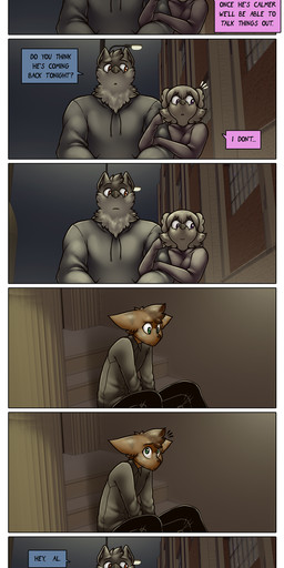 anthro bodily_fluids crying dialogue female group male male/female male/male profanity tears text throuple trio james_howard patreon alphonse_(james_howard) jill_(james_howard) richard_(james_howard) canid canine canis domestic_cat domestic_dog felid feline felis mammal wolf absurd_res comic english_text hi_res long_image tall_image url