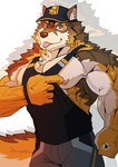 anthro biceps clothing fur male muscular muscular_anthro muscular_male nipples pecs solo tail vein veiny_muscles asiahao520 lifewonders live_a_hero barrel_(live_a_hero) canid canine canis mammal wolf absurd_res hi_res