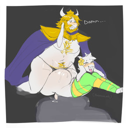 accessory ahegao anthro anthro_on_anthro anthro_penetrated anthro_penetrating anthro_penetrating_anthro armor beard blonde_hair blush body_hair chest_hair clothing facial_hair femboy flower flower_in_hair flower_on_head genitals green_clothing green_shirt green_topwear hair hair_accessory horn long_ears looking_pleasured male male/male mature_male open_mouth open_smile penetration penis plant sex shirt smile text topwear paulpla undertale undertale_(series) asgore_dreemurr asriel_dreemurr boss_monster_(undertale) bovid caprine goat mammal monster 1:1 hi_res father_(lore) father_and_child_(lore) father_and_son_(lore) incest_(lore) parent_(lore) parent_and_child_(lore) parent_and_son_(lore) son_(lore)
