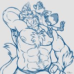 3_toes abs anthro areola armpit_hair barazoku beard big_bulge big_muscles biped body_hair bottomless bottomless_anthro bottomless_male bottomwear bulge chest_hair chest_tuft claws closed_smile clothed clothed_anthro clothed_male clothing duo eyebrows facial_hair facial_markings feet finger_claws fingers fluffy fluffy_tail fur gloves_(marking) hair hand_behind_head hand_on_chin hand_on_hip head_markings holding_object humanoid_hands implied_growth implied_transformation larger_anthro larger_male leg_markings looking_aside looking_at_another looking_away male male_anthro manly markings mask_(marking) mouth_closed muscle_size_difference muscular muscular_anthro muscular_male narrowed_eyes nipples open_clothing open_shirt open_topwear pattern_clothing pattern_shirt pattern_topwear pawpads pecs pubes ring_(marking) ringed_tail shirt shirt_only simple_background sitting_on_another sitting_on_shoulder size_difference smaller_anthro smaller_male smile smiling_at_another socks_(marking) striped_markings striped_tail stripes tail tail_markings tail_tuft toe_claws toes topless topless_anthro topless_male topwear topwear_only tuft tusks underwear whisker_spots whistling white_background teaselbone boris_(heavyrocksboar) cooner_(cooner) mammal procyonid raccoon suid suine sus_(pig) wild_boar 2014 blue_and_white digital_drawing_(artwork) digital_media_(artwork) monochrome sketch