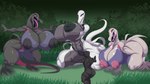 all_fours areola big_breasts breasts eyelashes female fingers genitals grass group huge_breasts male open_mouth outside plant pussy tongue tongue_out ber00 nintendo pokemon yuki_(evov1) yulazzle_(evov1) generation_7_pokemon pokemon_(species) salazzle shiny_pokemon 2021 absurd_res digital_media_(artwork) hi_res