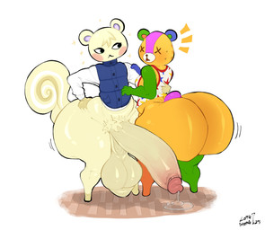 4_fingers anthro balls big_butt big_penis blue_clothing blue_jacket blue_topwear bodily_fluids bottom_heavy bottomless bottomless_anthro bottomless_male butt circumcised clothed clothing duo erection femboy fingers fur genital_fluids genitals glistening glistening_butt hand_around_waist hand_on_hip head_tuft huge_butt huge_penis humanoid_genitalia humanoid_penis hyper hyper_genitalia hyper_penis imminent_sex jacket jacket_only leaking_precum male male/male mouth_closed open_mouth orange_body orange_fur pattern_clothing pattern_shirt pattern_topwear penis plushie precum saggy_balls scrotum_flap shirt shirt_only simple_background small_tail standing star_pattern tail thick_thighs topwear topwear_only tuft white_background white_body white_clothing white_fur white_shirt white_topwear wide_hips x_eyes lofasnofa animal_crossing nintendo marshal_(animal_crossing) stitches_(animal_crossing) animate_inanimate bear living_plushie mammal rodent sciurid tree_squirrel 2025 hi_res