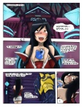 ahri_(lol) amber_eyes anthro armor bandage big_breasts black_hair blush breasts canid canine canis comic digital_media_(artwork) duo female hair human human_focus kimmundo korean korean_text league_of_legends mammal not_furry_focus orb red_eyes riot_games temple tencent text the_wolf_and_the_fox translated warwick_(lol) wolf