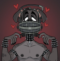 anthro bdsm black_collar bracelet collar ear_piercing ear_ring eye_roll half-closed_eyes heart_symbol jewelry leather male masochism narrowed_eyes piercing red_background reverse_bear_trap ring_piercing simple_background solo studded_bracelet studded_collar studded_jewelry studs torture_device cadaverrdog saw_(movie) dutch_(cadaverrdog) bird_dog canid canine canis dalmatian domestic_dog hunting_dog labrador mammal mixed_breed retriever hi_res