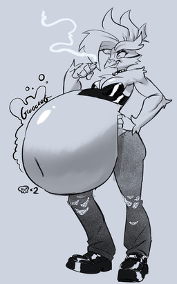 anthro anthro_pred band-aid band-aid_on_beak band-aid_on_face band-aid_on_nose bandage bandage_on_beak bandage_on_face bandage_on_nose beak belly big_belly bottomwear breasts cigarette clothed clothed_anthro clothed_female clothing collar death_count digestion digestion_noises female female_anthro female_pred footwear fur hair hand_on_hip holding_cigarette holding_object huge_belly hyper hyper_belly looking_down non-mammal_breasts onomatopoeia pants rumbling_stomach shoes simple_background skull_symbol smile smoking smoking_cigarette solo sound_effects spiked_collar spikes standing text three-quarter_view torn_bottomwear torn_clothing torn_pants vore gothmeup joy_(shammy) avian bird owl 2025 digital_drawing_(artwork) digital_media_(artwork) full-length_portrait greyscale hi_res monochrome portrait