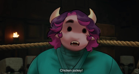 2_horns ambiguous_gender arena blue_clothing blue_shirt blue_topwear clothing depth_of_field dialogue fangs group hair horn inside not_furry open_mouth purple_body purple_hair purple_skin screencap screencap_background shirt simple_eyes teeth text topwear c_ssandraa a_minecraft_movie microsoft minecraft mojang undertale_yellow xbox_game_studios dalv_(undertale_yellow) horned_humanoid human humanoid illager_(minecraft) mammal pillager_(minecraft) vampire 2025 digital_drawing_(artwork) digital_media_(artwork) draw_over english_description hi_res male_(lore)