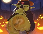 anthro big_butt bodily_fluids butt female food fruit holidays huge_butt nude plant pubes pumpkin solo sweat forastero halloween jazel_(forastero) goblin humanoid 2023 absurd_res digital_media_(artwork) hi_res