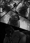 anthro bodily_fluids dizzy dreadlocks female fire night panicking solo vomit ctrl-atl-replace7888 waston luda_ivanov crocodile crocodilian reptile scalie absurd_res comic hi_res monochrome