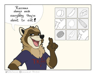 anthro butt candy cheese clothed clothing cookie corn cotton_candy dairy_products dessert dialogue food fruit gesture hand_gesture humor ice_cream innuendo looking_at_viewer male meat open_mouth peach_(fruit) plant pointing sausage shirt simple_background solo t-shirt talking_to_viewer text text_on_clothing text_on_shirt text_on_topwear topwear nikraccoom nik_(nik159) mammal procyonid raccoon 2021 absurd_res comic digital_drawing_(artwork) digital_media_(artwork) english_text hi_res url