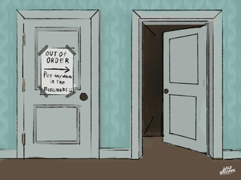 bathroom building door hall house house_party implied_peeing not_furry out_of_order sign stairs zero_pictured wild_strokes hi_res wallpaper