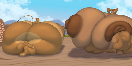 anthro areola big_areola big_breasts big_butt big_nipples breasts brown_areola brown_nipples butt duo female hands_behind_head huge_areola huge_breasts huge_butt huge_hips huge_nipples huge_thighs hyper hyper_areola hyper_breasts hyper_butt hyper_hips hyper_nipples hyper_thighs looking_at_viewer looking_back lying narrowed_eyes nipples nude on_front sitting smile tan_body thick_thighs wide_hips ber00 disney the_lion_king nala_(the_lion_king) sarabi_(the_lion_king) felid lion mammal pantherine absurd_res hi_res