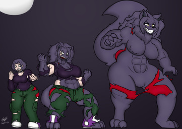 abs anthro big_breasts body_size_growth bottomwear breasts brown_eyes clothed clothing female fur glowing glowing_eyes green_bottomwear green_clothing green_pants hair muscular muscular_anthro muscular_female pants red_clothing red_underwear shirt size_transformation smile solo tail tearing_clothing teeth three_frame_sequence topwear torn_clothing transformation transformation_sequence underwear yellow_eyes isaiahtse half_of_a_moon mythology raychel_wakemen_(half_of_a_moon) canid canine human mammal mythological_canine mythological_creature werecanid werecanine werecreature werewolf 2025 absurd_res digital_media_(artwork) hi_res sequence