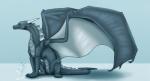 ambiguous_gender ambiguous_slit feral frill_(anatomy) genitals horn sitting solo tail wings icy-marth mythology dragon mythological_creature mythological_scalie scalie hi_res