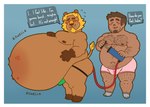 air_inflation anthro belly belly_inflation bicycle_pump blush bodily_fluids body_hair border boxer_briefs close_to_bursting clothing duo hose hose_in_butt hose_inflation human_on_anthro inflation interspecies jockstrap male male/male self_insert sweat underwear white_border ghgbn animal_crossing nintendo bud_(animal_crossing) felid human lion mammal pantherine