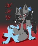 anthro claws female fur hair red_eyes simple_background sitting smile solo toe_claws tongue tongue_out raveneevee nintendo pokemon fan_character may_(kojondian) generation_4_pokemon generation_5_pokemon hybrid lucario mammal pokemon_(species) zoroark 5:6 absurd_res digital_media_(artwork) hi_res