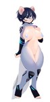 anthro biped blue_eyes breasts female hair hand_on_breast nipples nude short_hair simple_background solo standing white_background kanel felid mammal pantherine snow_leopard kira_(disambiguation) 2016 digital_media_(artwork) full-length_portrait hi_res portrait