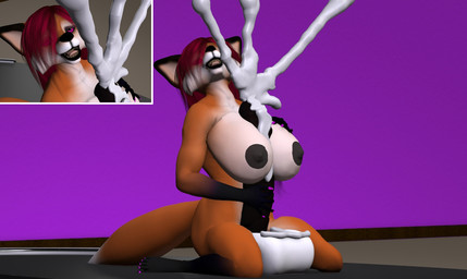 anthro autotitfuck balls big_balls big_penis biped black_penis bodily_fluids breast_play breasts cum cumshot ejaculation erection genital_fluids genitals gynomorph hair huge_balls huge_penis hyper hyper_balls hyper_genitalia intersex masturbation nipples nude open_mouth orgasm penile penile_masturbation penis solo honiahakawolf capsces_digital_ink_(modeler) lady_littlefox_(modeler) runtimedna_(modeler) furries'_furs furries'_furs_fox kylee_cox_(honiahakawolf) melody_(lady_littlefox) canid canine fox mammal 2013 3d_(artwork) digital_media_(artwork)