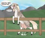 bodily_fluids dialogue female feral hooves lactating milk solo tail teats sammehchub equid equine horse mammal absurd_res hi_res