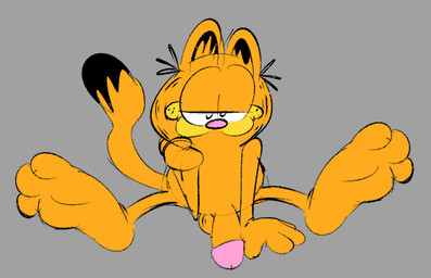 feet fur genitals male orange_body orange_fur paws penis solo webel3_(artist) garfield_(series) garfield_the_cat domestic_cat felid feline felis mammal
