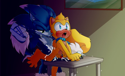 4_toes 5_fingers abdominal_bulge anal anal_orgasm anal_penetration anthro balls black_nose blue_body blue_eyes blue_fur blue_skin blush bodily_fluids chest_tuft claws collar cum cum_in_ass cum_inside cum_while_penetrated curling_toes duo ejaculation erection fangs feet fingers fur furniture genital_fluids genitals green_eyes hair hands-free humanoid_genitalia humanoid_penis kneeling leash leash_pull male male/male male_penetrated male_penetrating male_penetrating_male membrane_(anatomy) nude on_one_leg on_table open_mouth orgasm patagium penetration penis saliva sex standing surprised table teeth toe_claws toes tongue tongue_out tuft white_body white_fur yellow_body yellow_fur starampharos sega sonic_the_hedgehog_(series) sonic_unleashed ray_the_flying_squirrel sonic_the_hedgehog sonic_the_werehog eulipotyphlan flying_squirrel hedgehog mammal rodent sciurid werecreature wereeulipotyphlan werehog 2018 hi_res story story_in_description