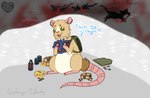 armor backpack bean bean_(legume) beverage blood bodily_fluids brown_body brown_fur bullet duo female feral food fruit fur green_eyes group humor jewelry katana legume male medkit melee_weapon plant silhouette silly sword weapon white_body white_fur yellow_body yellow_fur sourmagic stalcraft dom_shell levi_kyros mammal murid murine rat rodent valta meme