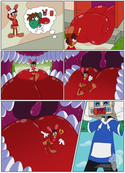 3_toes 4_fingers anthro big_feet big_tongue cartoon_gloves clothing duo feet fingers footwear inside_mouth male male/male mawplay open_mouth pawpads paws red_tongue shoes sneakers soft_vore soles tail toes tongue tongue_out toony uvula vore whiskers crocdragon89 mythology joshua_edgars_(crocdragon89) roderick_(tamerkoh) toon_joshua_edgars_(crocdragon89) dragon lagomorph leporid mammal mythological_creature mythological_scalie rabbit scalie absurd_res comic hi_res