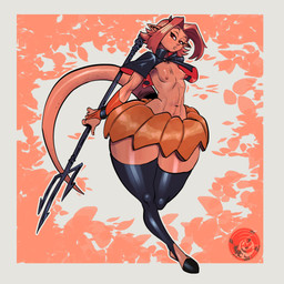 absolute_territory big_butt black_cape black_clothing black_legwear black_trident border bottomwear breasts butt cape clothed clothing eyelashes female glistening glistening_body glistening_skin hair half-closed_eyes holding_melee_weapon holding_object holding_polearm holding_trident holding_weapon huge_hips humanoid_pointy_ears legwear long_tail looking_at_viewer melee_weapon narrowed_eyes navel nipples pointy_ears polearm red_body red_eyes red_hair red_skin short_hair skirt small_breasts solo tail thick_thighs topless trident weapon white_border wide_hips dragonfetus demon demon_humanoid humanoid 1:1 absurd_res hi_res