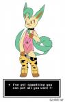 2_penises animal_genitalia animal_penis anthro anthrofied blush clothed clothing collar cosplay costume erection genitals hemipenes looking_at_viewer male multi_genitalia multi_penis penis pokemorph smile solo text c1-11131 nintendo pokemon undertale undertale_(series) chibi_(c1-11131) eeveelution generation_4_pokemon leafeon pokemon_(species) 2015 crossover english_text hi_res