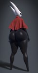 anthro big_butt black_body bottomless bottomless_female bubble_butt butt cape cloak clothed clothing curvy_figure female huge_butt looking_back mask no_underwear rear_view red_cape red_clothing solo thick_thighs voluptuous wide_hips popogori hollow_knight team_cherry hornet_(hollow_knight) arthropod featureless_(disambiguation) hi_res