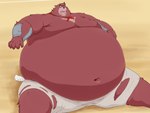 anthro belly big_belly clothed clothing huge_belly hyper hyper_belly male moobs obese overweight overweight_anthro simple_background solo thick_thighs weight_gain iwano the_boy_and_the_beast kumatetsu bear mammal 4:3 digital_media_(artwork)