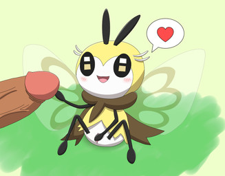 antennae_(anatomy) anthro black_antennae blush clitoral clitoral_masturbation clitoris duo female female_focus female_on_human genitals heart_symbol human_on_anthro humanoid_genitalia humanoid_penis interspecies male male/female male_on_anthro masturbation micro penis pokephilia scarf stick_arms stick_calves stick_legs stick_thighs thin_calves thin_legs thin_thighs touching_penis translucent translucent_wings vulva white_body wings yellow_body minami_(artist) nintendo pokemon arthropod generation_7_pokemon human insect mammal pokemon_(species) ribombee
