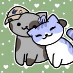 accessory clothing cuddling duo feathers female hat headgear headwear lgbt_pride love male pin_accessory pride_color_accessory pride_colors pride_pin rainbow_pride_colors raised_tail sitting six-stripe_rainbow_pride_colors smile spots tail conditional_dnp muffinlewds disney lilo_and_stitch neko_atsume fan_character stitch_(lilo_and_stitch) 1:1 hi_res